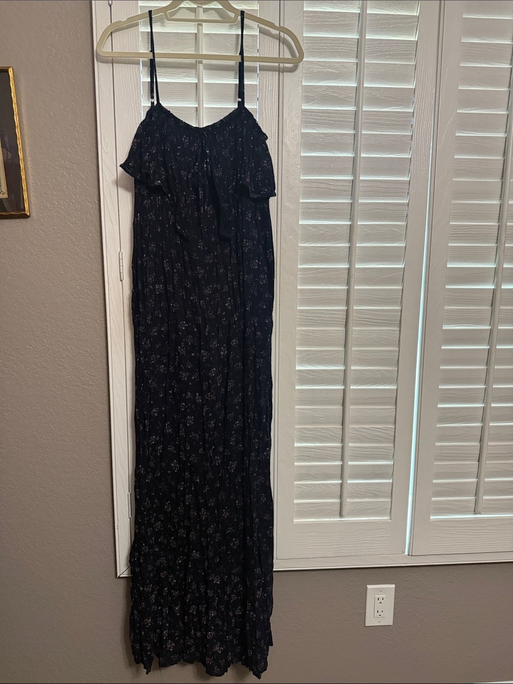 Roxy Black Floral Maxi Dress with Spaghetti Straps